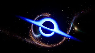 Blue Black Hole with Accretion Disc HD Wallpaper