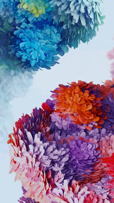 Multicolor Bloom Clusters on Pale Grey HD Phone Wallpaper