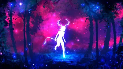 Deer Spirit Glowing in a Forest HD Wallpaper