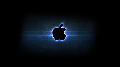 Apple Logo Glowing Blue HD Wallpaper