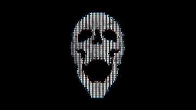 Pixelated Skull in Static HD Wallpaper