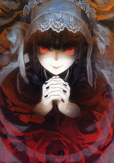 Red-Eyed Doll in a Lace Veil HD Phone Wallpaper