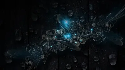 Glowing Blue Machine Bloom on Black HD Wallpaper