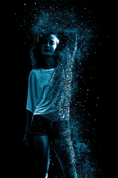 Free Images light, girl, night, female, darkness, fashion, blue, black, modern, femin