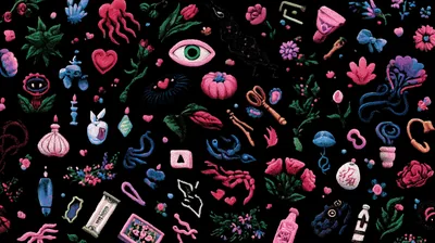 Whimsy Y2K Dark Aesthetic Pattern HD Wallpaper