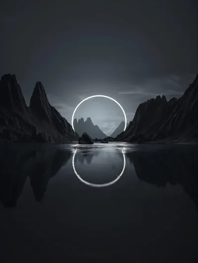 White Ring Over a Mountain Lake HD Phone Wallpaper