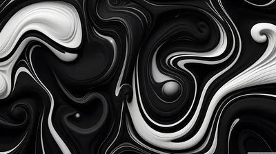 Black and White Liquid Swirls HD Wallpaper