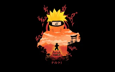 Naruto Silhouette Filled with a Sunset Village HD Wallpaper