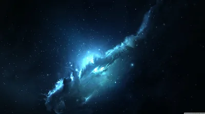 Ice-Blue Nebula on a Dark Field HD Wallpaper