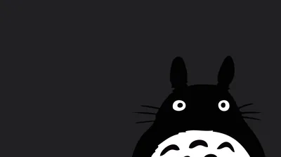 Totoro Peeking Up on Dark Grey HD Wallpaper