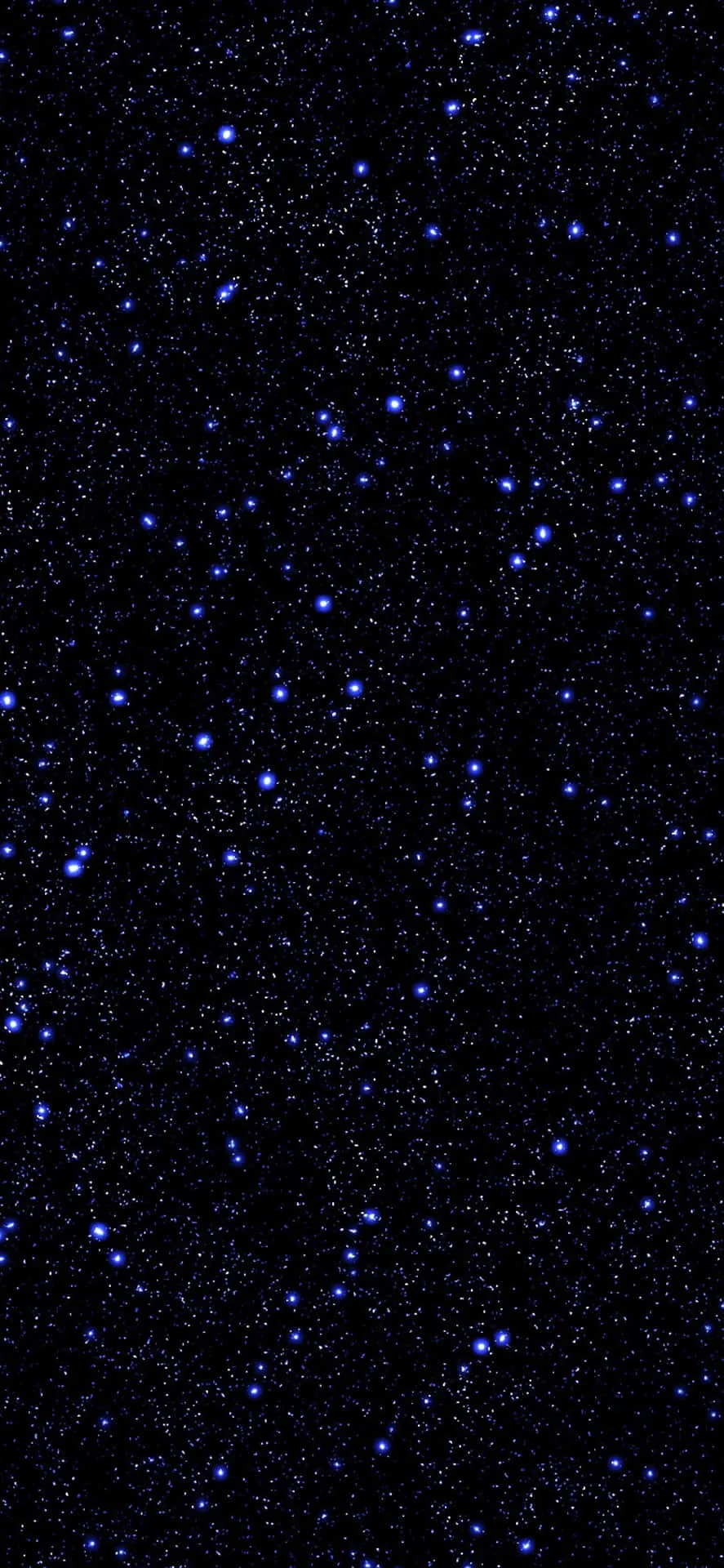 A tall column of violet and white star dust packed edge to edge, brighter blue points scattered through the finer grain.
