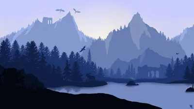 Fantasy Valley with Flying Dragons HD Wallpaper