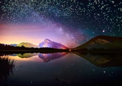 Starry Sky Mirrored in a Lake HD Wallpaper