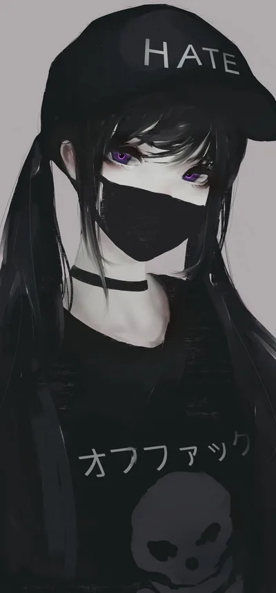 Anime Girl Face Mask Purple Eyes Twintails Hate 5k Iphone XS MAX, HD 4k Wallp