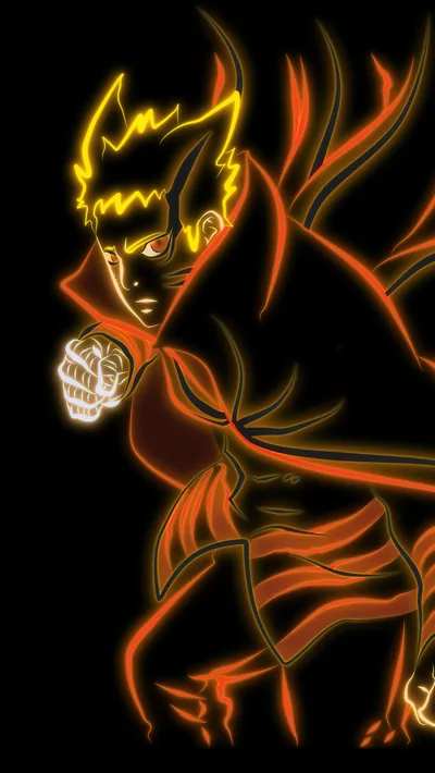 Glowing Ninja in Neon Outline HD Phone Wallpaper