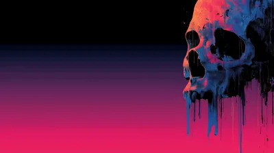 Dripping Skull on a Pink Gradient HD Wallpaper