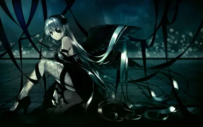 Crouching Anime Girl on a Wet Rooftop HD Wallpaper