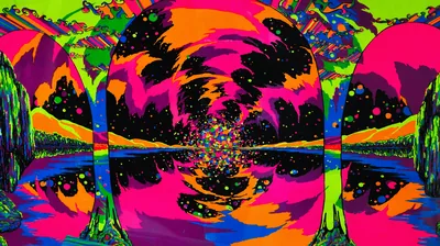 Psychedelic Blacklight Forest Poster Art HD Wallpaper