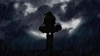 Cloaked Ninja Silhouette in the Rain HD Wallpaper