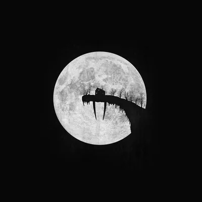 Full Moon Behind a Cliff Silhouette HD Wallpaper