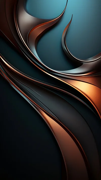 Copper and Teal Abstract Curves HD Phone Wallpaper