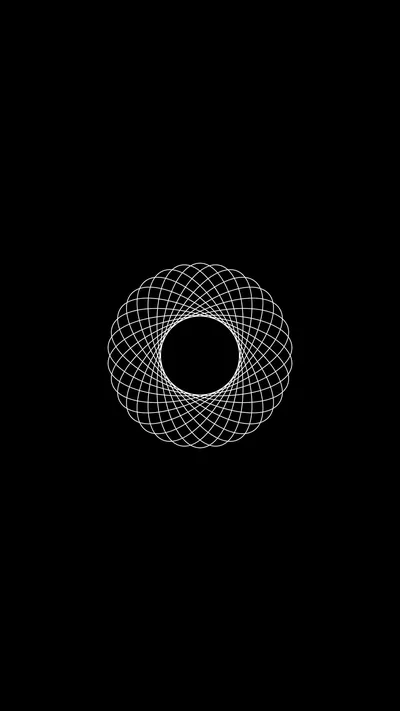 White Spirograph Ring on Black HD Phone Wallpaper