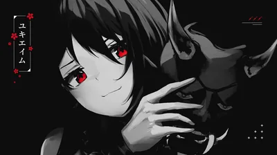 Red-Eyed Girl Holding a Small Demon HD Wallpaper