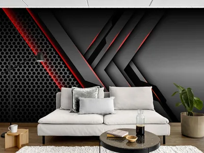 Red and Black Geometric Wallpaper Mural