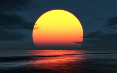 Giant Sun Melting Into the Ocean HD Wallpaper
