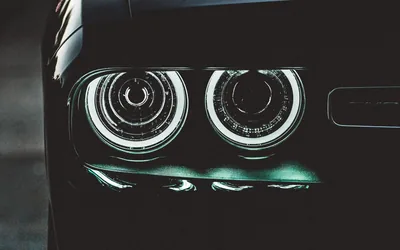 Dodge Challenger Halo Headlights Close-Up HD Wallpaper