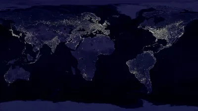 World Map in City Lights HD Wallpaper