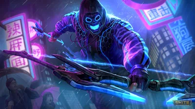 Masked Archer in a Neon City HD Wallpaper