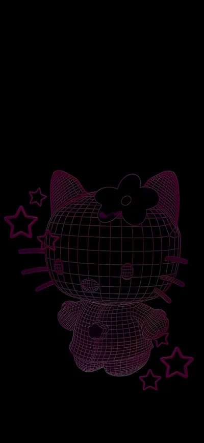 Neon Hello Kitty Wireframe Black Wallpapers Sanrio Wallpaper HD