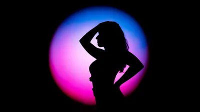 AMOLED Wallpaper 4K, Girl, Woman, Light, Silhouette