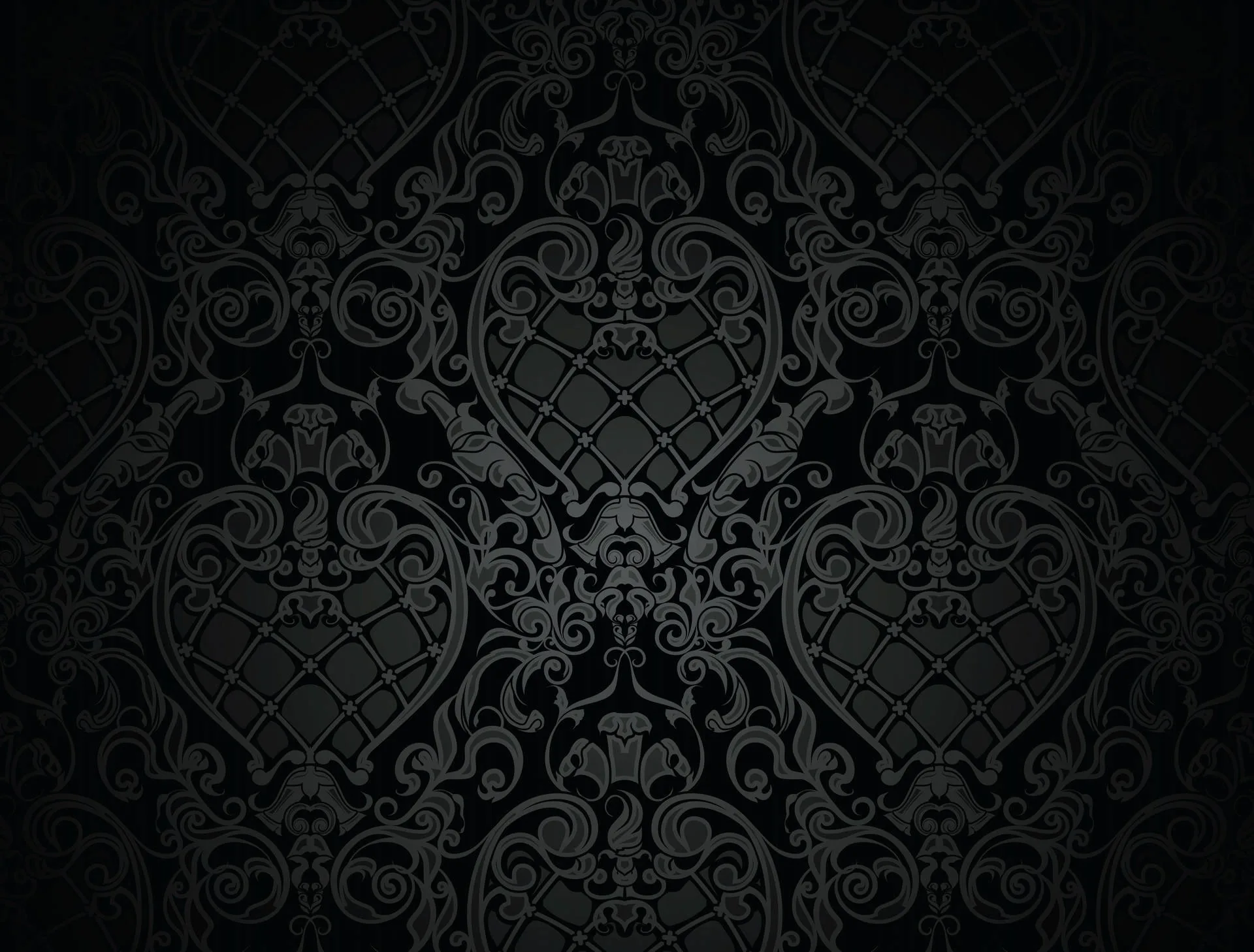 Classic Black Victorian Floral Wallpaper