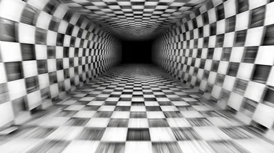 Checkerboard Tunnel in Perspective HD Wallpaper