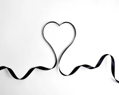 Love Black And White Heart Ribbon Wallpaper