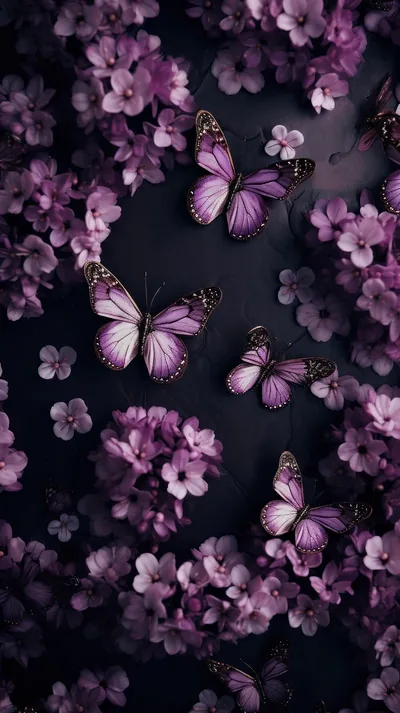 Black Wallpaper With Butterflies Backgrounds