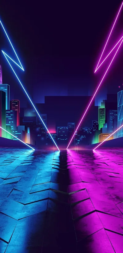 Lightning Bolts over a Cyberpunk Street HD Phone Wallpaper