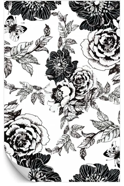 Black and White Floral Sketch Wallpaper custom wallpapers Worldwide shipping