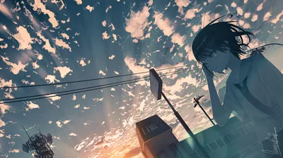 Girl Under a Sky of Scattered Clouds HD Wallpaper