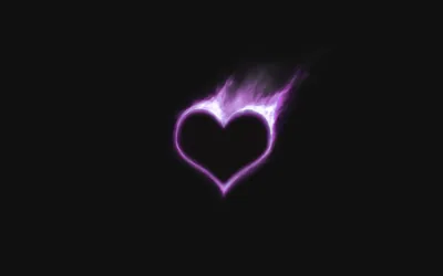 Purple Neon Heart with Flame HD Wallpaper