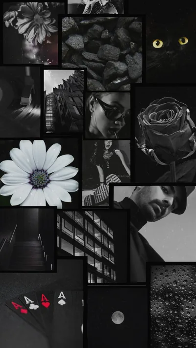 Dark Photo Collage with Cat Eyes HD Phone Wallpaper
