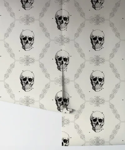 Black Wallpaper With Skulls Background