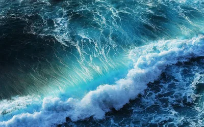 Whitewater Crest on Deep Teal Sea HD Wallpaper