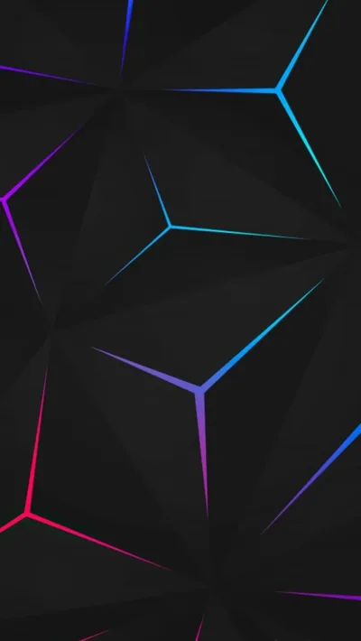 Neon Seams Between Dark Polygons HD Phone Wallpaper