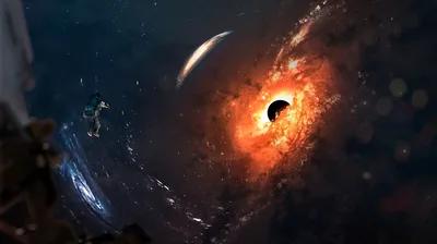 Orange Accretion Disc Around a Black Hole HD Wallpaper