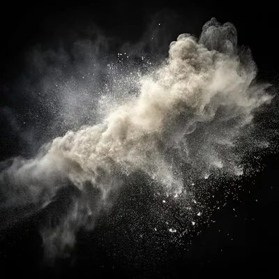 Texture of dust clouds in the wind over black background