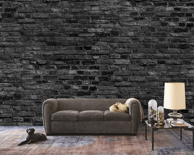 Black Gray Brick Wallpaper Mural Peel and Stick, Removable