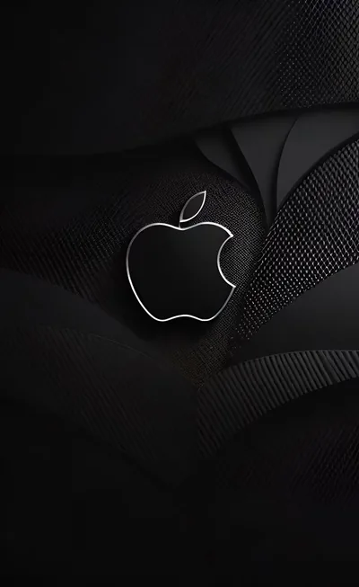 Outlined Apple Logo on Black Mesh HD Phone Wallpaper